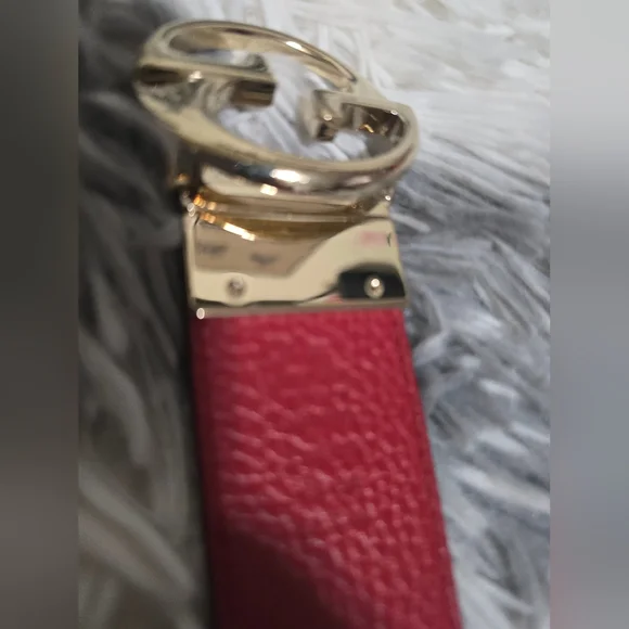 BrandNew Authentic Gucci Antique Silver GG buckle Leather Belt Red 85 Red Gucci Belt Silver Buckle for Sale up to 90% Off: Poshmark main image 4